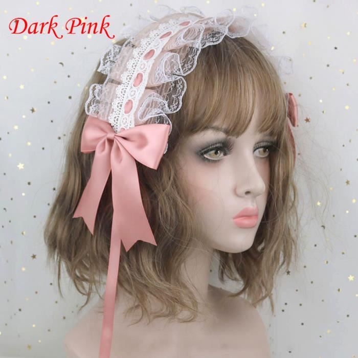 Bandeau Dentelle Avec Nœud Papillon - Style Gothique / Maid, Pour Cosplay, Mariage, Fêtes à Thème, Longueur 43 Cm