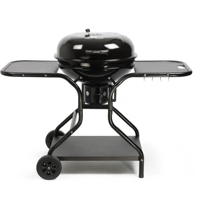 Barbecue charbon avec tablettes LIVOO DOC246 - Acier peint noir - Surface cuisson 56 cm
