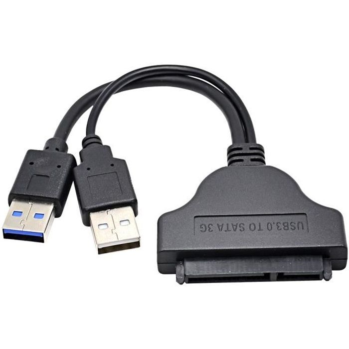 Maxesla adaptateur double USB 3.0 vers SATA, Câble USB 3.0 vers SATA pour disque dur 2.5 SSD,HDD