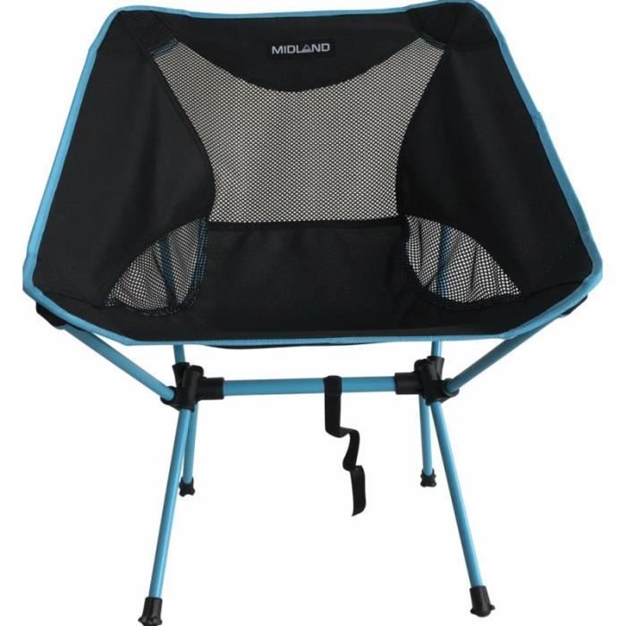 midland chaise moonlight pliante ultra légère et compacte camping noir/bleu + sac de transport 31