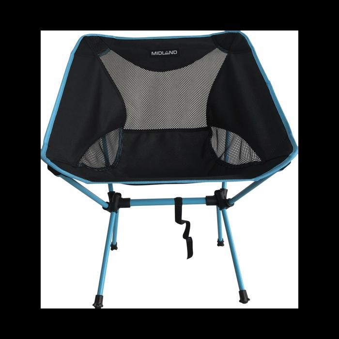 MIDLAND Chaise Moonlight Pliante Ultra Légère Et Compacte Camping Noir/Bleu + Sac De Transport 31