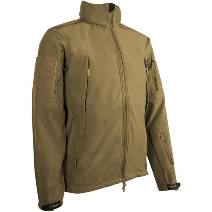 Veste Softshell Tactique Highlander pour Hommes - Tan - Multisport - AB-TEX Imperméable