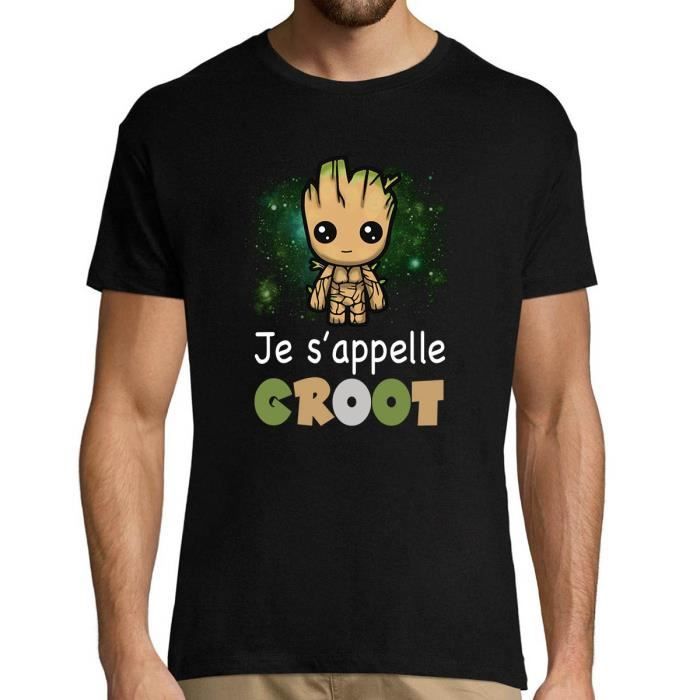T-Shirt Homme Je s'appelle Groot - Modèle Design Le Plus Mignon Cute de la Galaxie | T-Shirt col Rond (S - XXL)