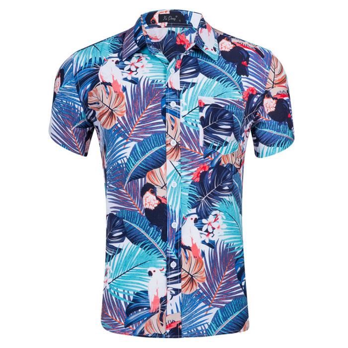 Chemise Homme Manches Courtes Hawaienne Casual Tops Blouse Imprimee Pour Loisir Vacance Plage En Printemps Ete Multicolore Cdiscount Sport
