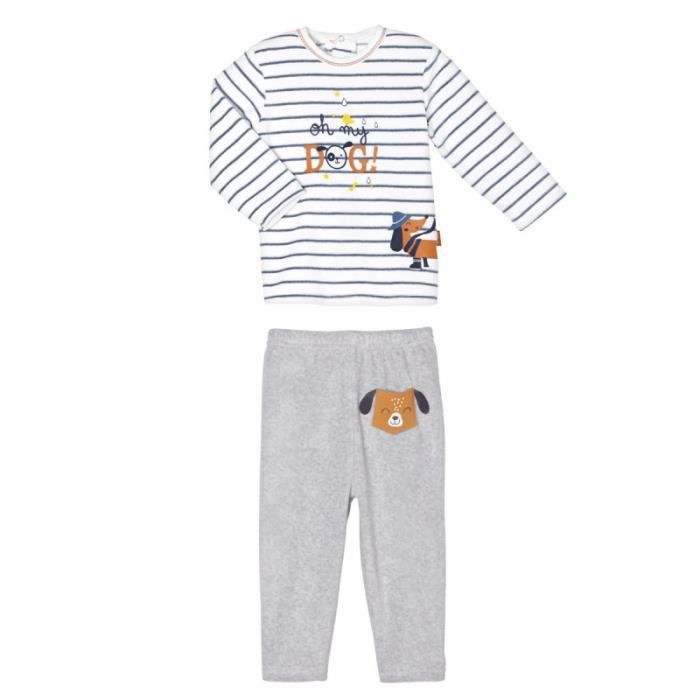 Pyjama Bebe 2 Pieces Velours Oh My Dog Gris Cdiscount Pret A Porter