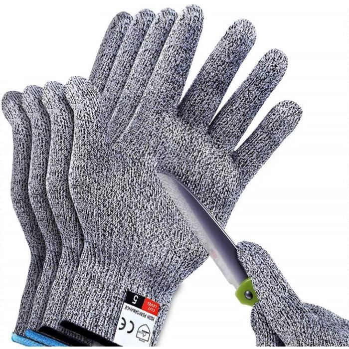 une paire cuisine Kinxor Paire de gants de protection Kevlar anti-coupures combustion et abrasion Noir pour jardin travail en extérieur 