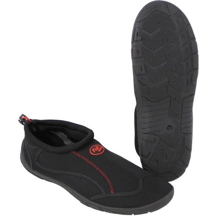 CHAUSSURES DE BAIN / PISCINE / PLAGE EN NEOPRENE NOIR AVEC CORDON DE SERRAGE FOX OUTDOOR NAUTIQUE AQUATIQUE SUR LOISIRS EXTERIEURS