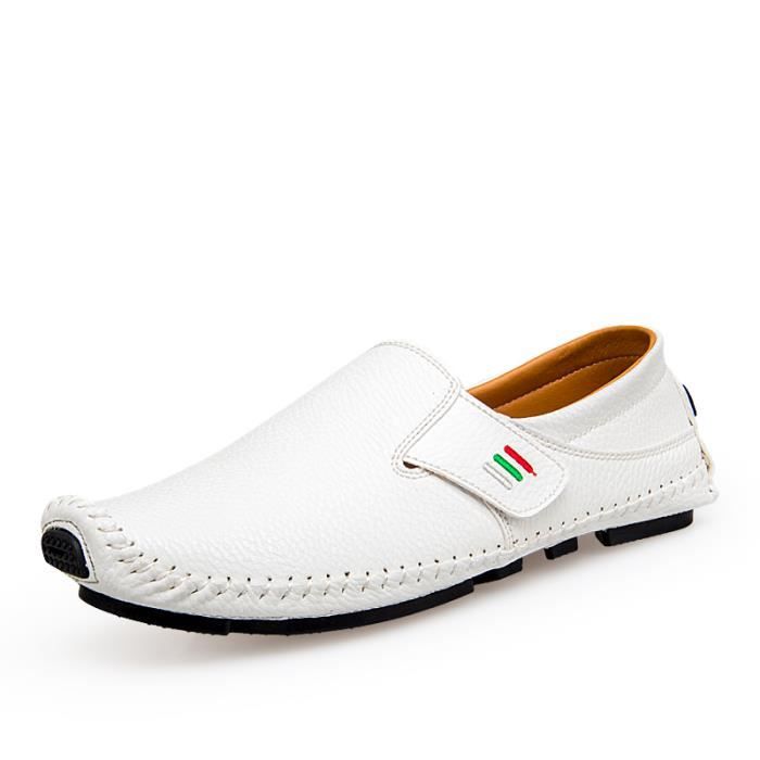 mocassin blanc homme