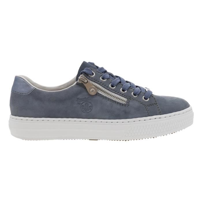 Rieker Baskets basses femme Rieker en cuir bleu - Lacets - Plat