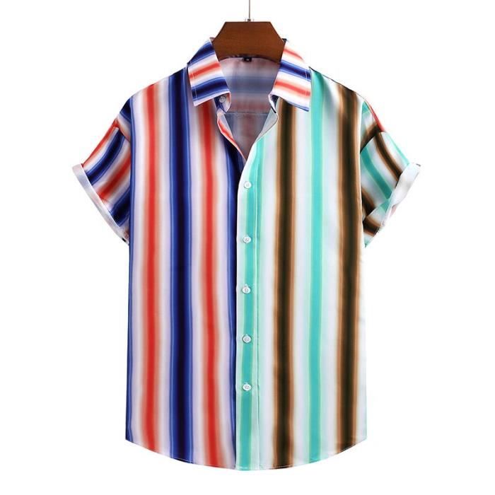 Chemise Hawaïenne Homme Manches Courtes – Motif Vague Abstraite, Confortable, Coupe Oversize Pour L’été