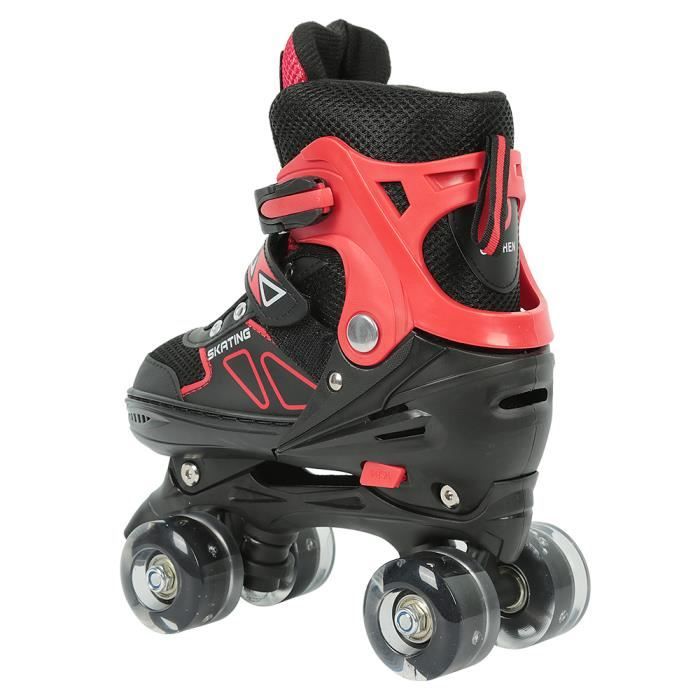 Patins à Roulettes Enfant Réglables – Roller Double Rangée, Taille S/M (27-37), Frein Avant, Chaussure Respirante – Roues Classiques Ou Lumineuses