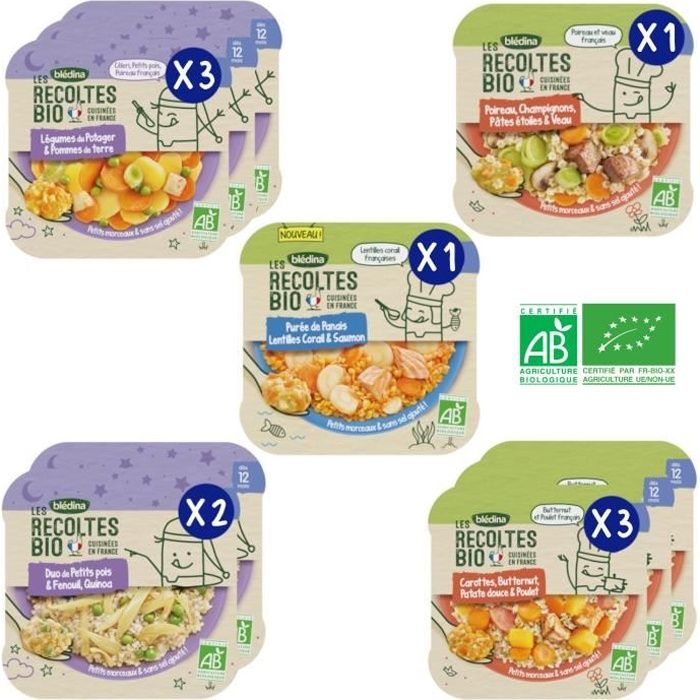 Bledina Les Recoltes Bio Lot De 10 Repas Bio Pour Bebe Des 12 Mois 10 X 230 G Achat Vente Plats Cuisines Bledina Les Recoltes