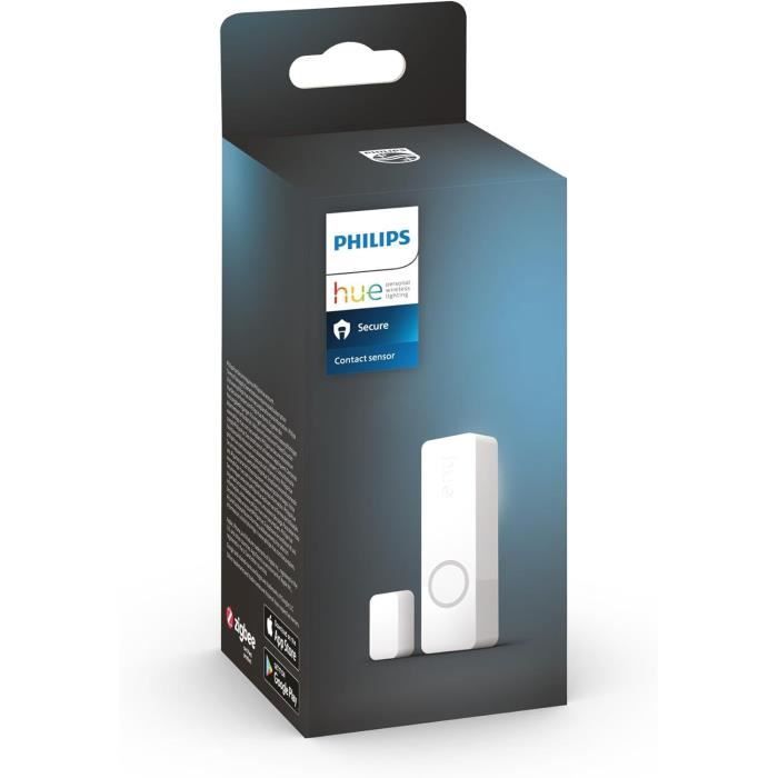Capteur de contact - Philips Hue - Secure - Porte ou fenêtre - Installation facile - Contrôle depuis lapplication Hue - Blanc