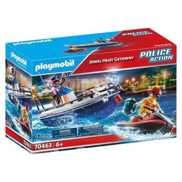 Jeu de construction - PLAYMOBIL - 70463 - Fuite braquage de bijoux - Voleur et jet-ski - 4 ans et plus