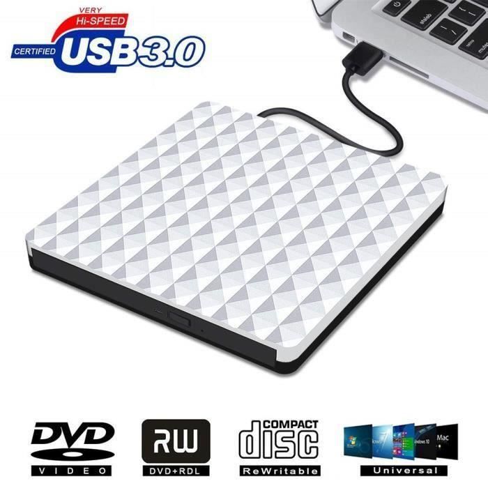 Graveur Lecteur de DVD externe portable USB 3.0 - ONEVER - DVD-RW
