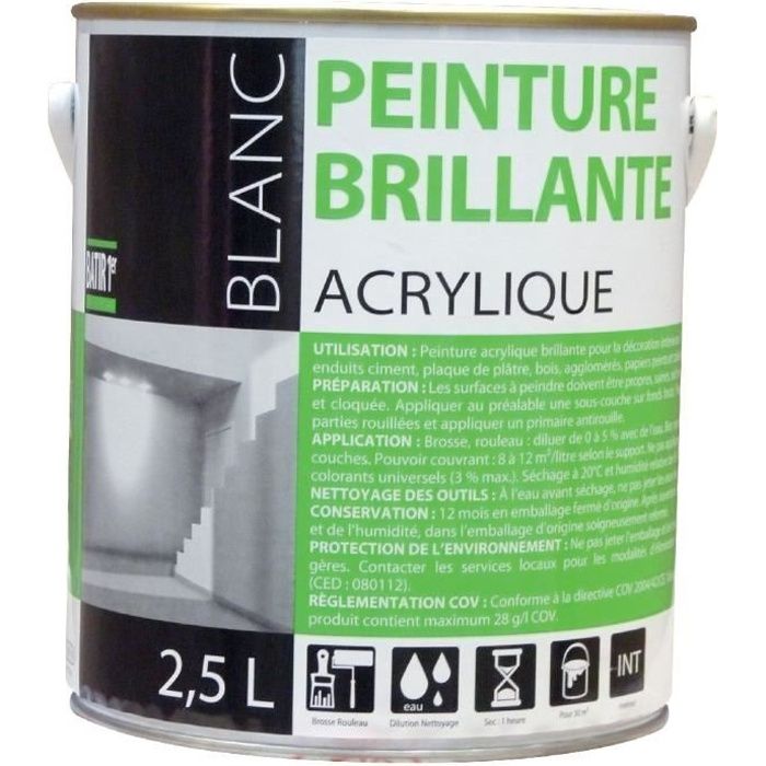 Peinture Batir 1er acrylique Reca Boîte 2,5l B...