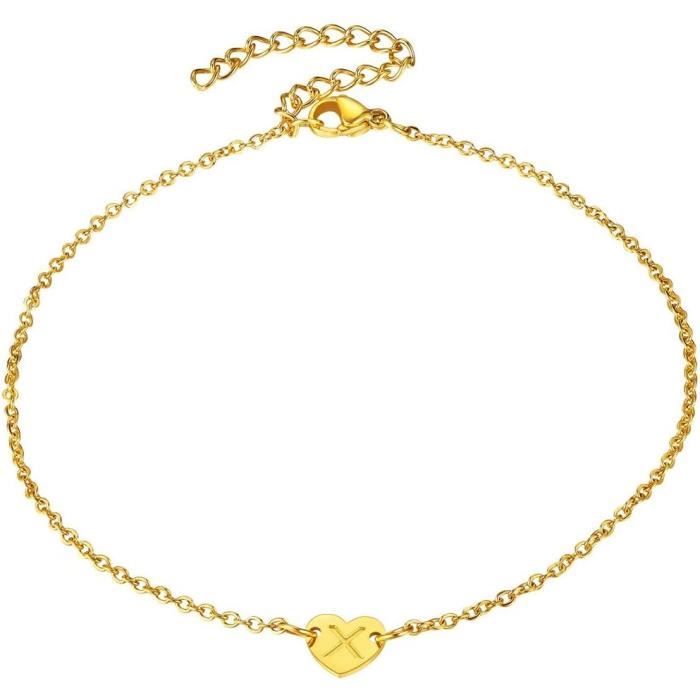 Bracelet De Cheville Femme Cœur Noir - Chaîne Pied Réglable En Acier Inoxydable - Étanche, Ajustable, Pour Plage Ou Quotidien