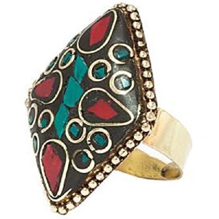 Bague Argent Massif – Losange Noir, Taille 58, Occasion