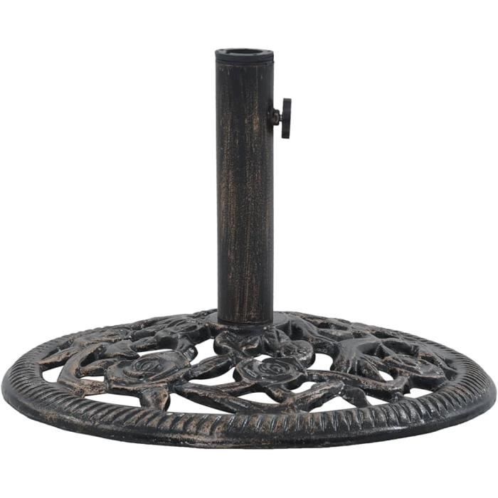 Socle De Parasol En Fonte Blanc 12 Kg - Diamètre 48 Cm - Pour Mâts 35/38/48 Mm - Stabilisateur Terrasse Jardin