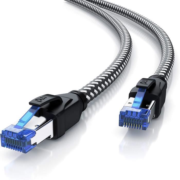 0,5m Cable réseau Cat 8.1 40Gbits - Cable Ethernet Cat 8 LANGigabit 40Gbps  50cm - Cable de Patch 0,5 m - S-FTP[S490]