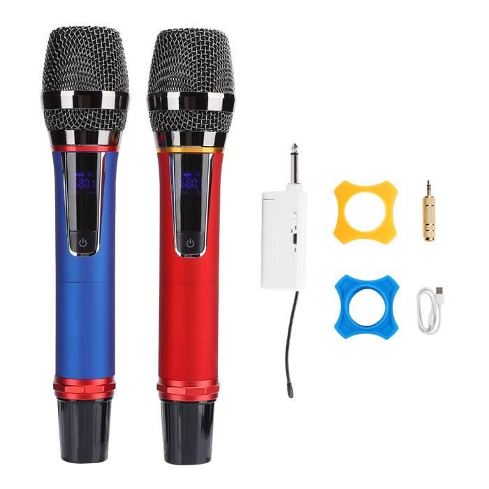 UHF Microphone sans Fil Micro Dynamique à Main Double avec Récepteur