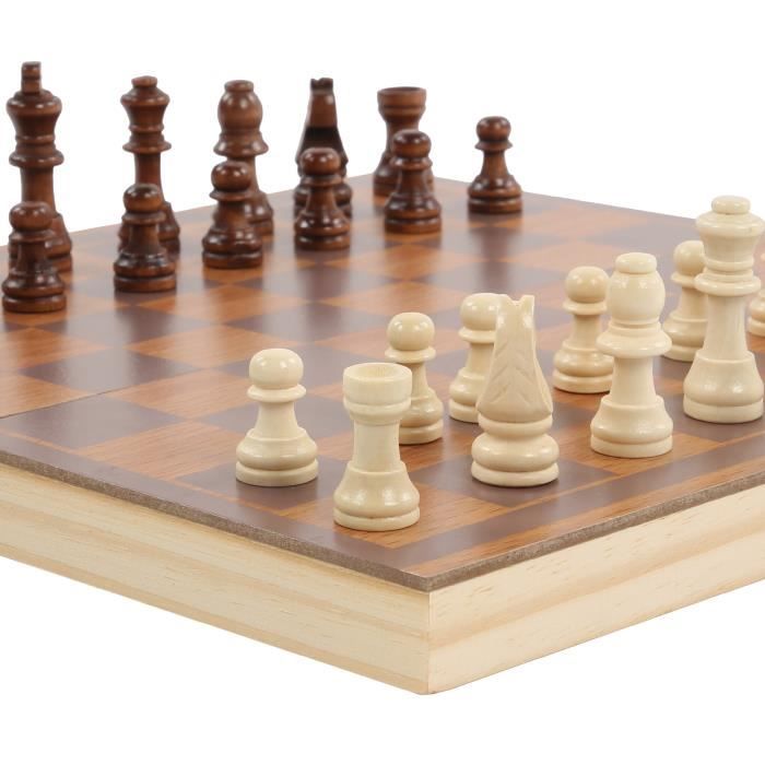 EKKONG Jeu d'échecs Pliable, Echecs eois, 3 en 1 Échiquier, Jeu de