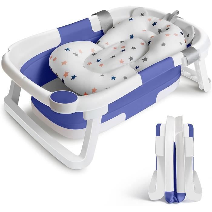 Baignoire Bébé Pliable Grande Taille Vinteky 0-5 Ans - Baquet Portable Avec Siège Inclinable (Vert)