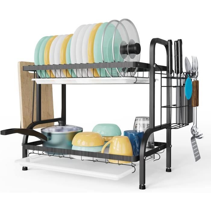 Égouttoir à Vaisselle 2 Niveaux Zilnox - Pliable, Avec Plateau Et Bec Pivotant 360°, Pour évier De Cuisine