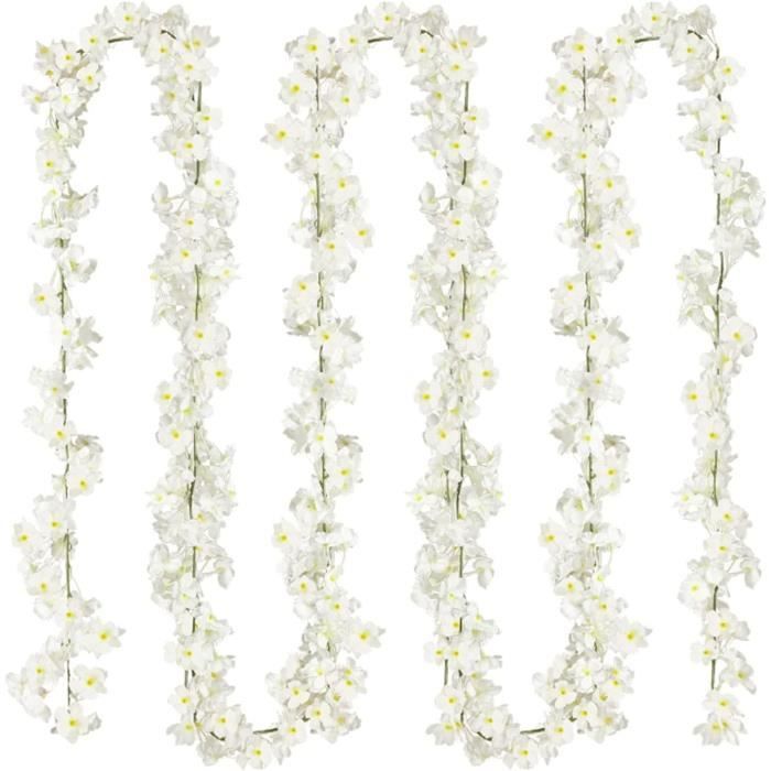 Qivra 2 Pièces Guirlande Cerisier, Blanc Guirlande Fleurs Artificielles1.8M, 135 Têtes Guirland Fleur de Cerisier, Blanc Fleurs Artificielles en Soiepour Maison Jardin Fêtes Mariage