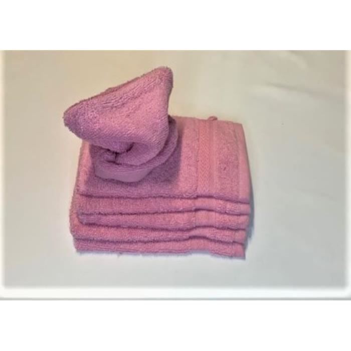 Lot de 6gants detoilette21x15cm-500g-m2100%cotonRose