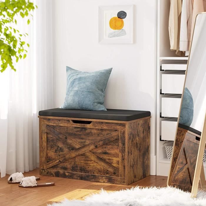 Banc Rangement Chaussures VASAGLE | 9 Cases + Placard | Coussin Assise | Style Industriel