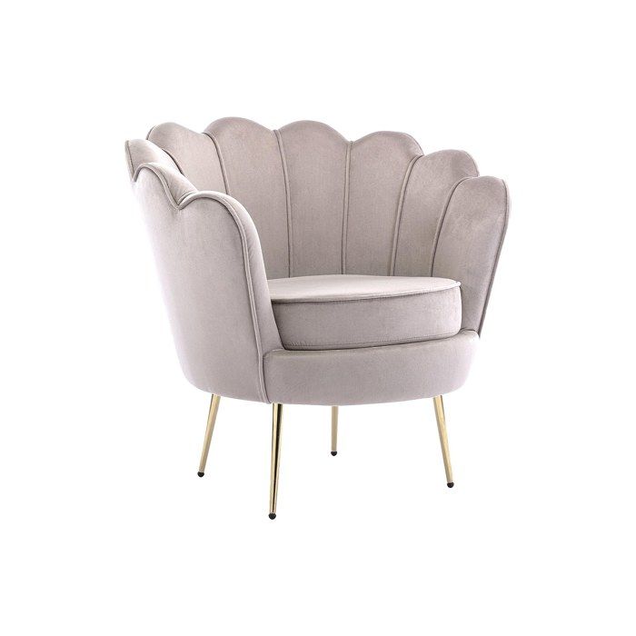 Fauteuil coquillage en velours taupe DANDELION