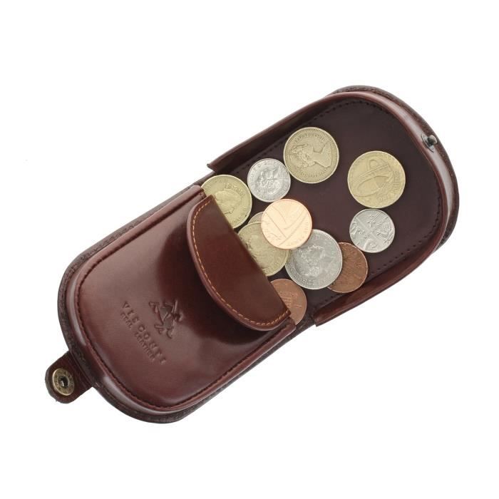 Pochette à monnaie classique en cuir pour homme par Visconti collection Monza avec coffret cadeau Marron marron 