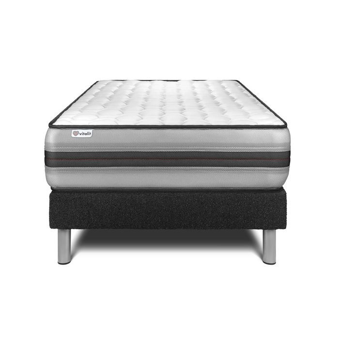 Ensemble Matelas Sommier 90x190 cm - Sommier Noir (déjà monté) - Vitalpower Recover Noir