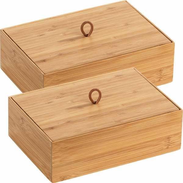 Lot De 2 Boîtes De Rangement De 13 L Avec Couvercle En Bambou
