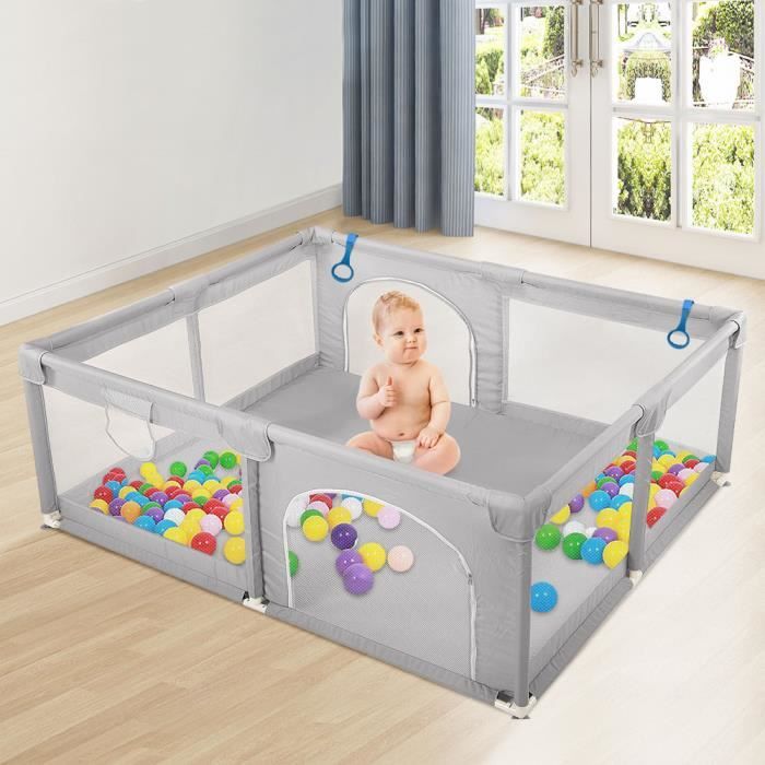 Willonin® Parc Bébé 1.27x1.27m pour bébé enfant 0-6ans, Barrière de protection pour jeux d'activités, Avec tapis et deux portes