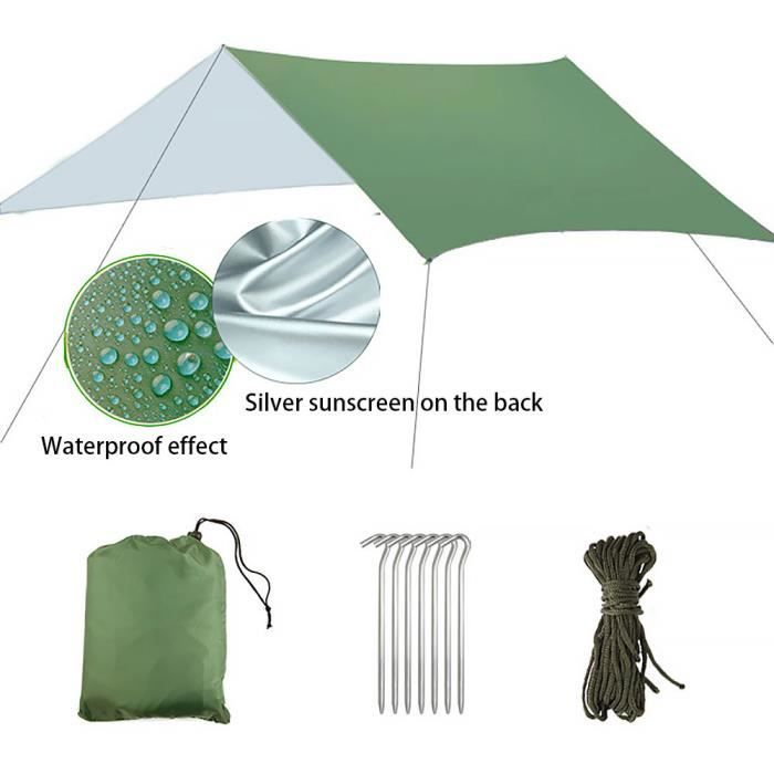 Voile d'ombrage - Auvent imperméable - Vert - 300x500cm - Léger - Anti