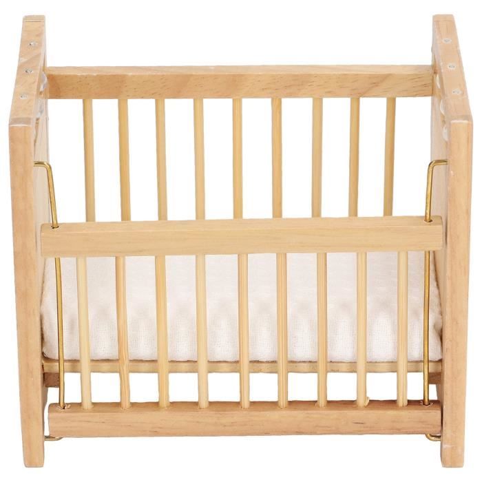 Berceau En Bois De Lit De Lit De Lit En Bois De Maison De Poupée De Poupées Avec Le Mobilier Miniature De Bebe De Pepiniere De Canopee