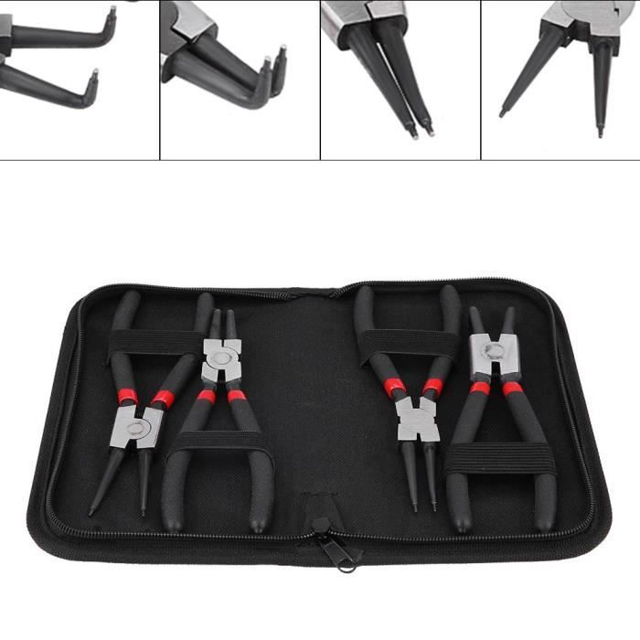 Jeu de 4 pinces pour circlips interne et externe 7 pouces en acier au chrome-vanadium - ZJCHAO