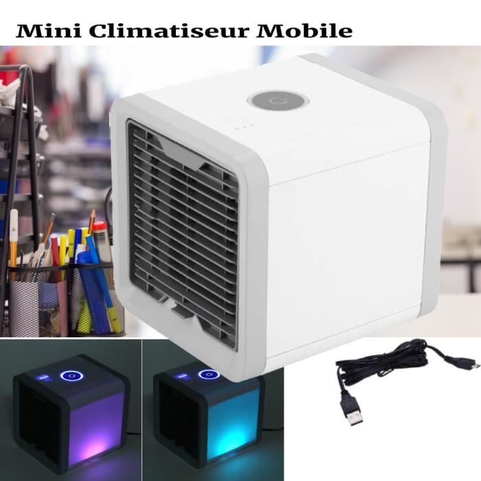 Climatiseur portable rechargeable 3 vitesses – Refroidisseur d'air avec réservoir d'eau – Pour chambre, salle de sport, terrasse