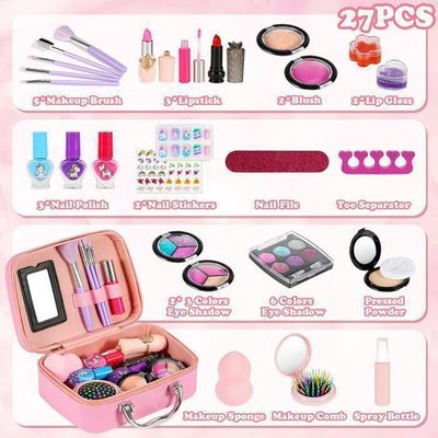 Kit De Maquillage Licorne Pour Enfants 3-12 Ans - Coffret Non Toxique Lavable Avec Miroir Et Sangle - Cadeau Fille Anniversaire Noël