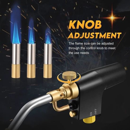 Chalumeau à Gaz Propane/MAPP - Torche De Soudage Haute Température (jusqu’à 2800°C) Avec Allumage Piézo Et Verrouillage De Flamme