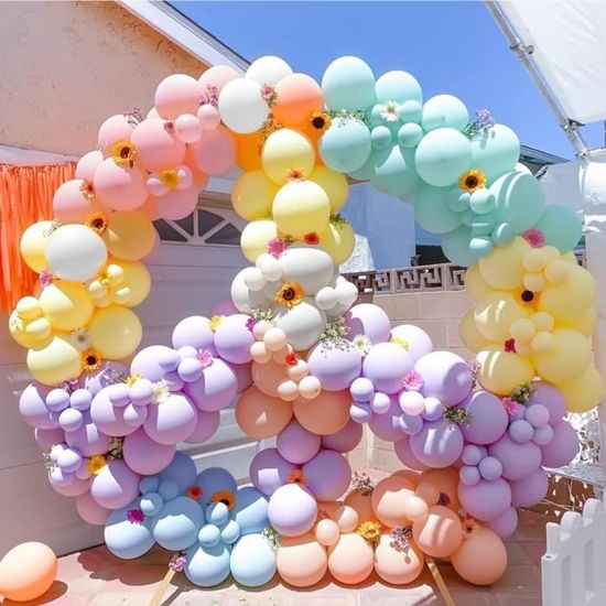 Arche Ballon Pastel Pour Decoration Anniversaire Fille, Guirlande Ballons  Arc En Ciel, Arche De Ballons Macaron Pastel Pour B[u1111] - Cdiscount  Maison