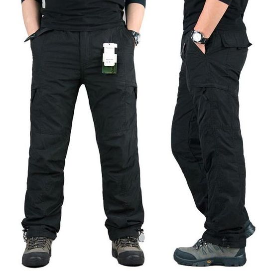 Pantalon Cargo Polaire Homme - Chaud, 6 Poches, Kaki/vert/ Noir, Taille 30-44