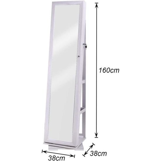 SogesHome Armoire à bijoux avec miroir pleine longueur et base pivotante – Armoire à bijoux rotative verrouillable avec miroir d'écran – Organiseur de bijoux SogesHome Armoire à bijoux avec miroir pleine longueur et base pivotante – Armoire à bijoux rotative verrouillable avec miroir d'écran – Organiseur de bijoux