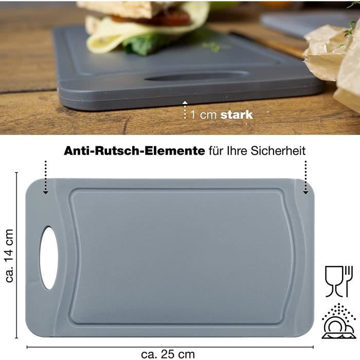 Moritz & Moritz Lot De 6 Planches à Découper Plastique 14x25 Cm – Sans BPA, Antidérapantes, 3 Coloris