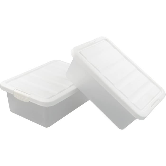 15 L Fermer à Clé Grande Caisse Boîte Plastique de Rangement avec  Couvercle, Blanc, Paquet de 2 [1160] - Cdiscount Maison