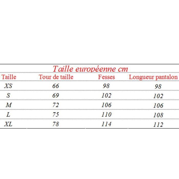 Taille xs pantalon homme correspondance 2025