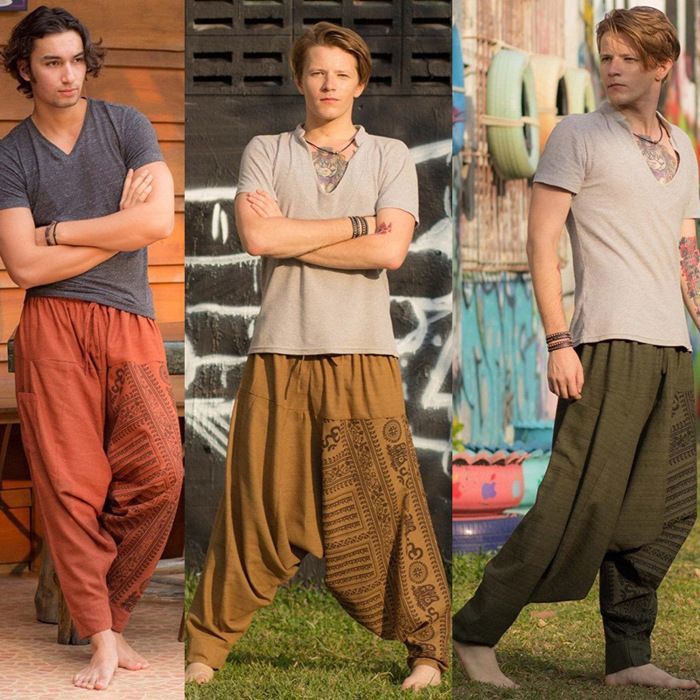 Pantalon Homme Sarouel Loose Orange FUNMOON Vert armée