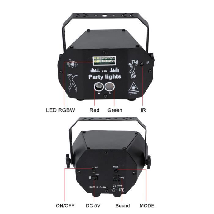 Lumière Disco LED à Activation Sonore - Boule Lumineuse Rechargeable USB, Avec Bracelet Et Ventouse - Pour Fêtes, Voiture, Décoration - 6